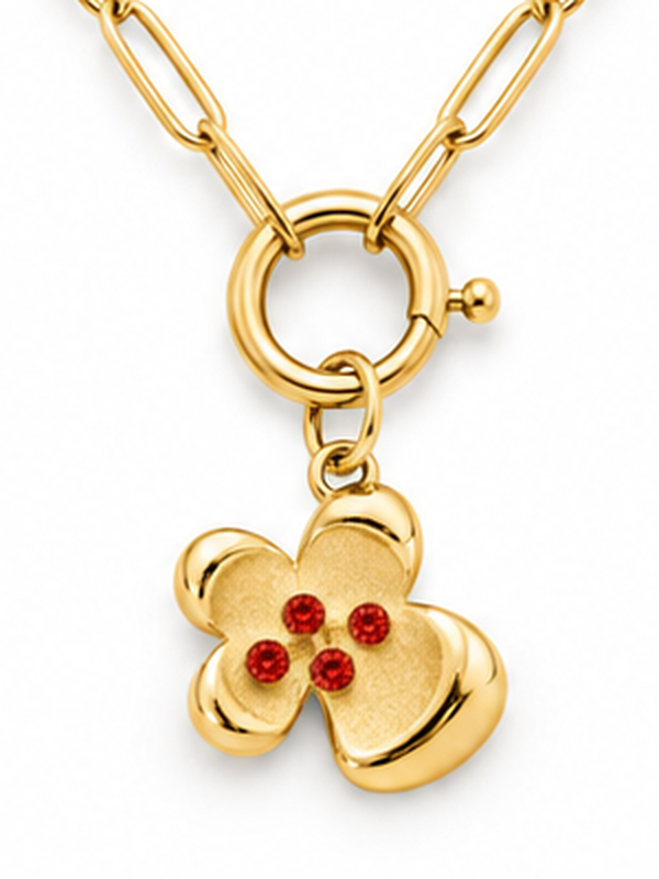 Cherry Flower Gold Necklace – close-up of the pendant