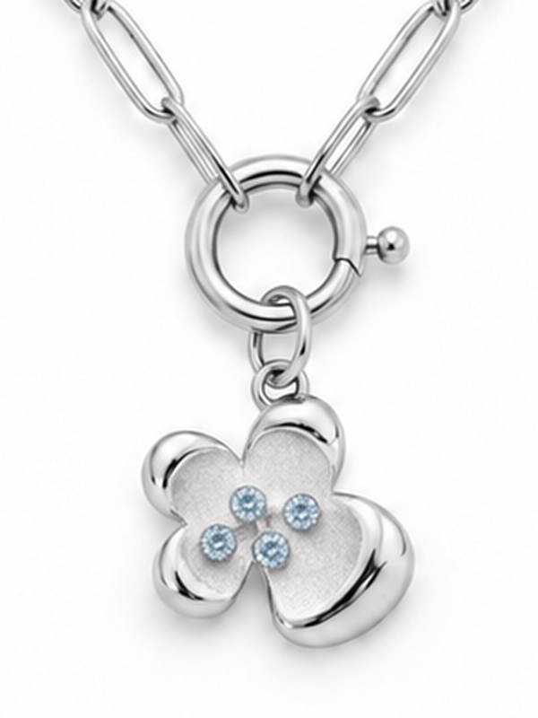Cherry Flower Silver Necklace – close-up of the pendant