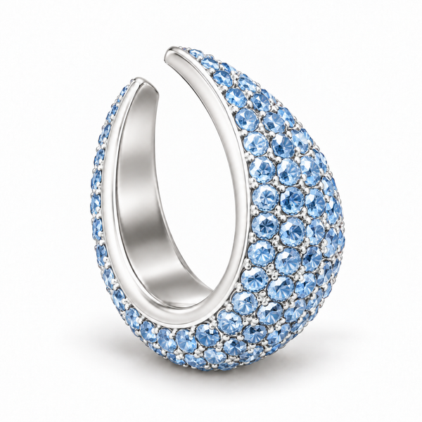 Grand ear cuff Stones and Petals Blue pavé de pierres bleu clair – Cherry PaoPao