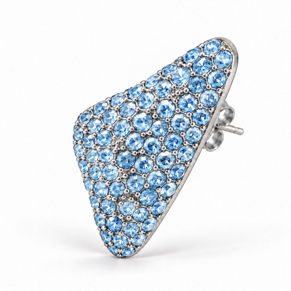 Boucle d'oreille pétale Stones and Petals Blue, pavée de pierres bleu clair – Cherry PaoPao