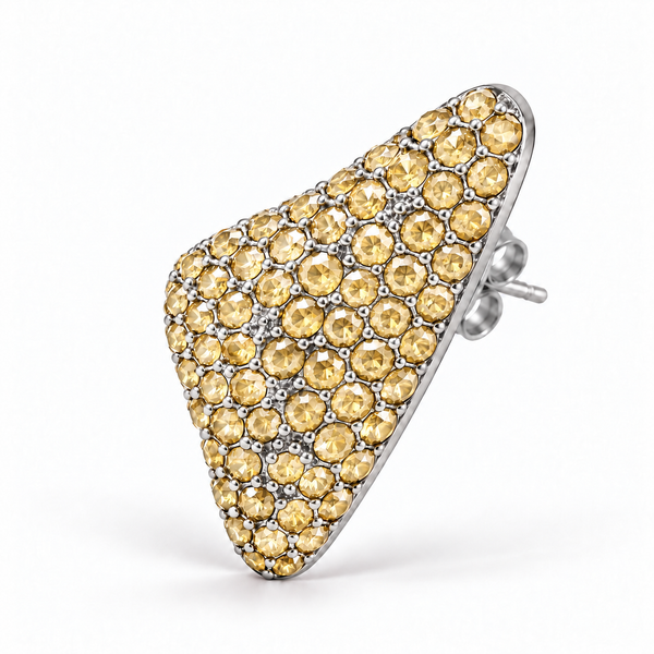 Boucle d'oreille pétale Stones and Petals Yellow, pavée de pierres jaunes – Cherry PaoPao