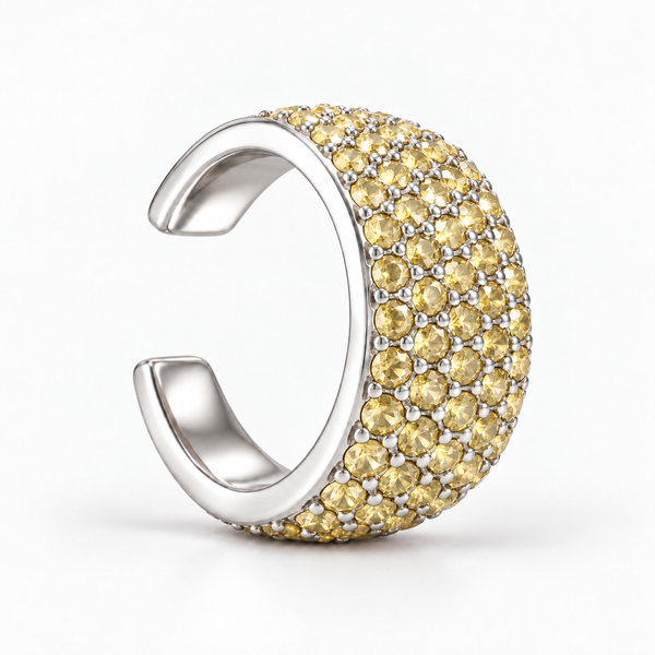 Ear cuff moyen Stones and Petals Yellow pavé de pierres jaunes – Cherry PaoPao