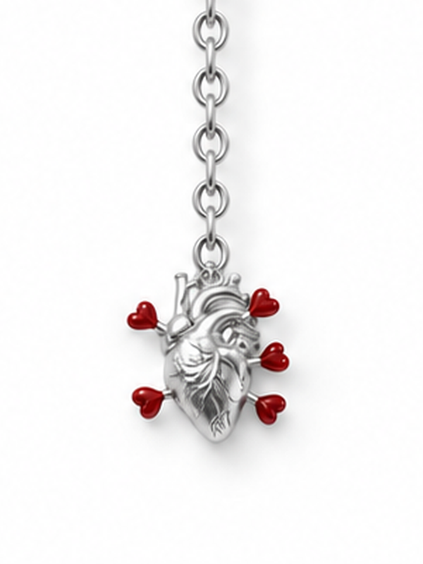Cupid's Heart Silver Necklace – close-up of the pendant