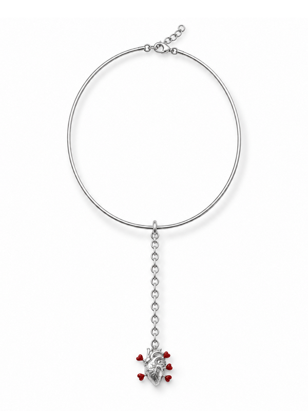 Cupid's Heart Silver Necklace – complete necklace, studio packshot