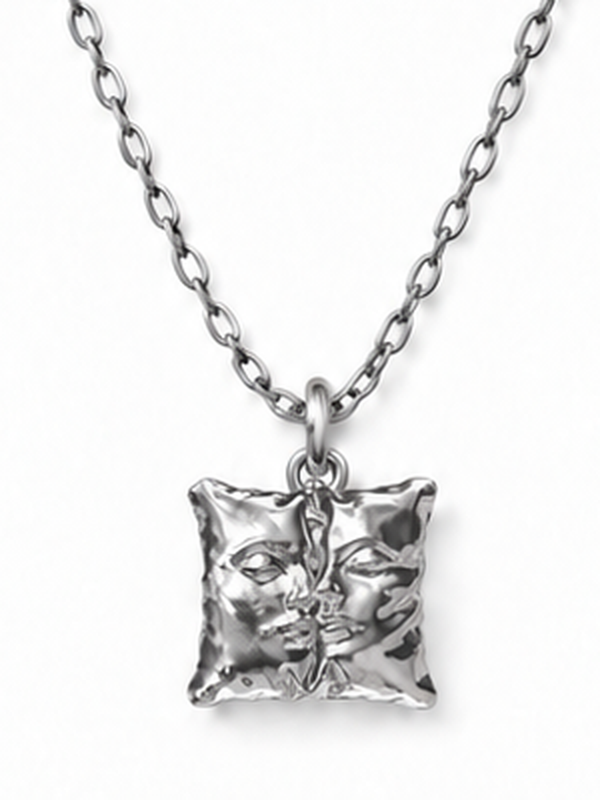 Love Pillow Silver Necklace – close-up of the pendant